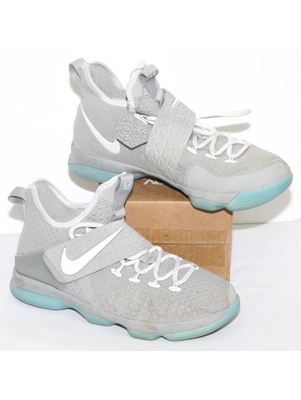 Nike Lebron 14 Mag Marty Mcfly Gray Blue Glow in the Dark Shoes Youth Boys 6.5 Y